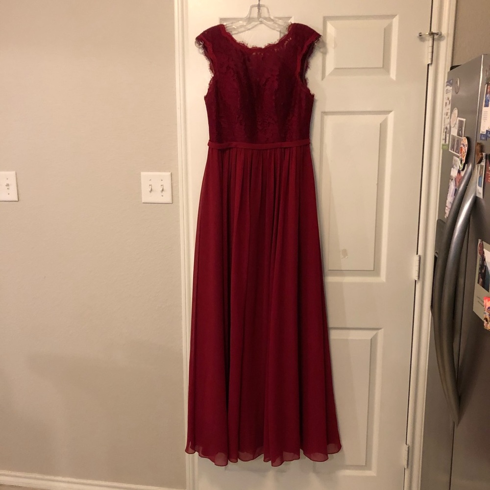 Azazie Arden Bridesmaid Dress Burgundy Size 10